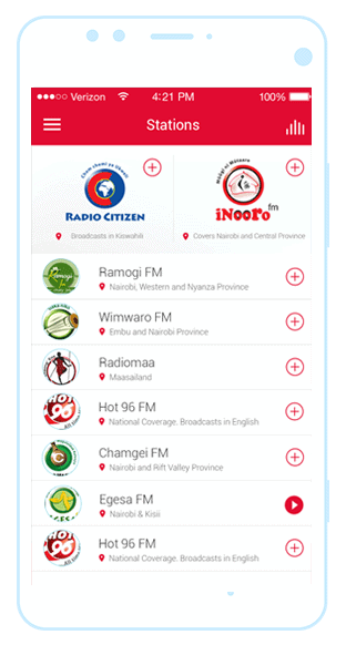 Royal Media Services Radio App interface