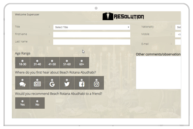 Resolution table booking screen