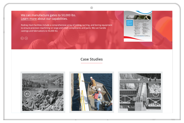Rodney hunt website case studies section on the homepage