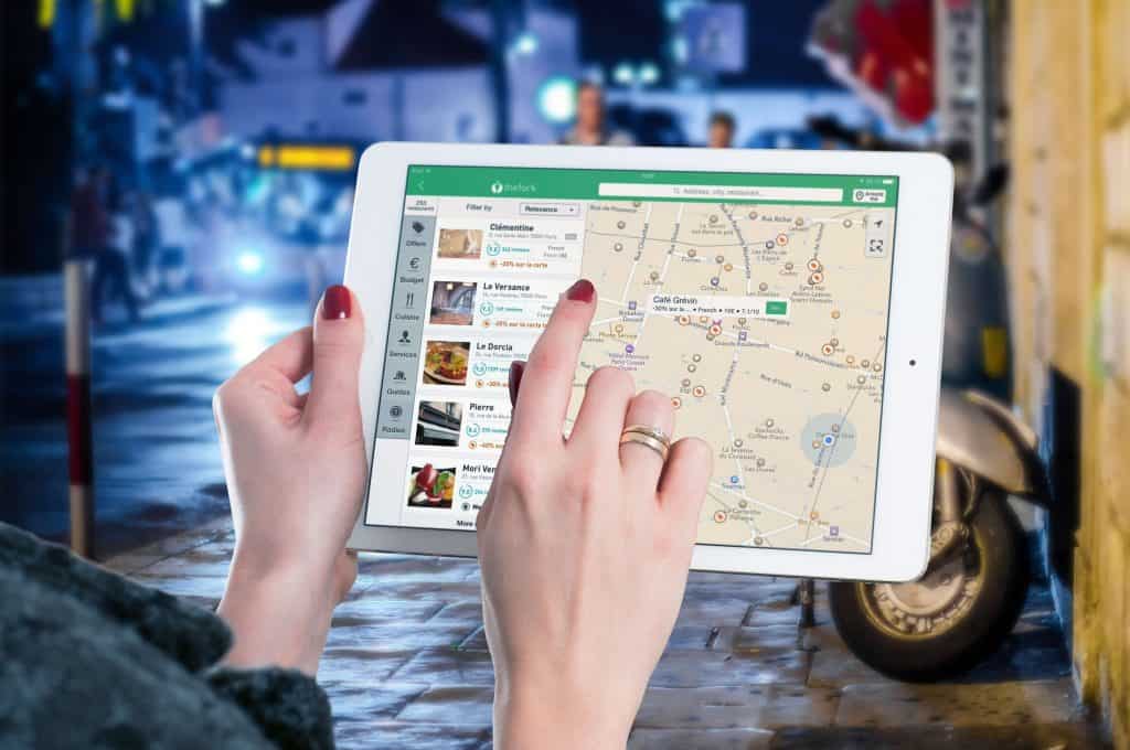 An app showing a location in the map
